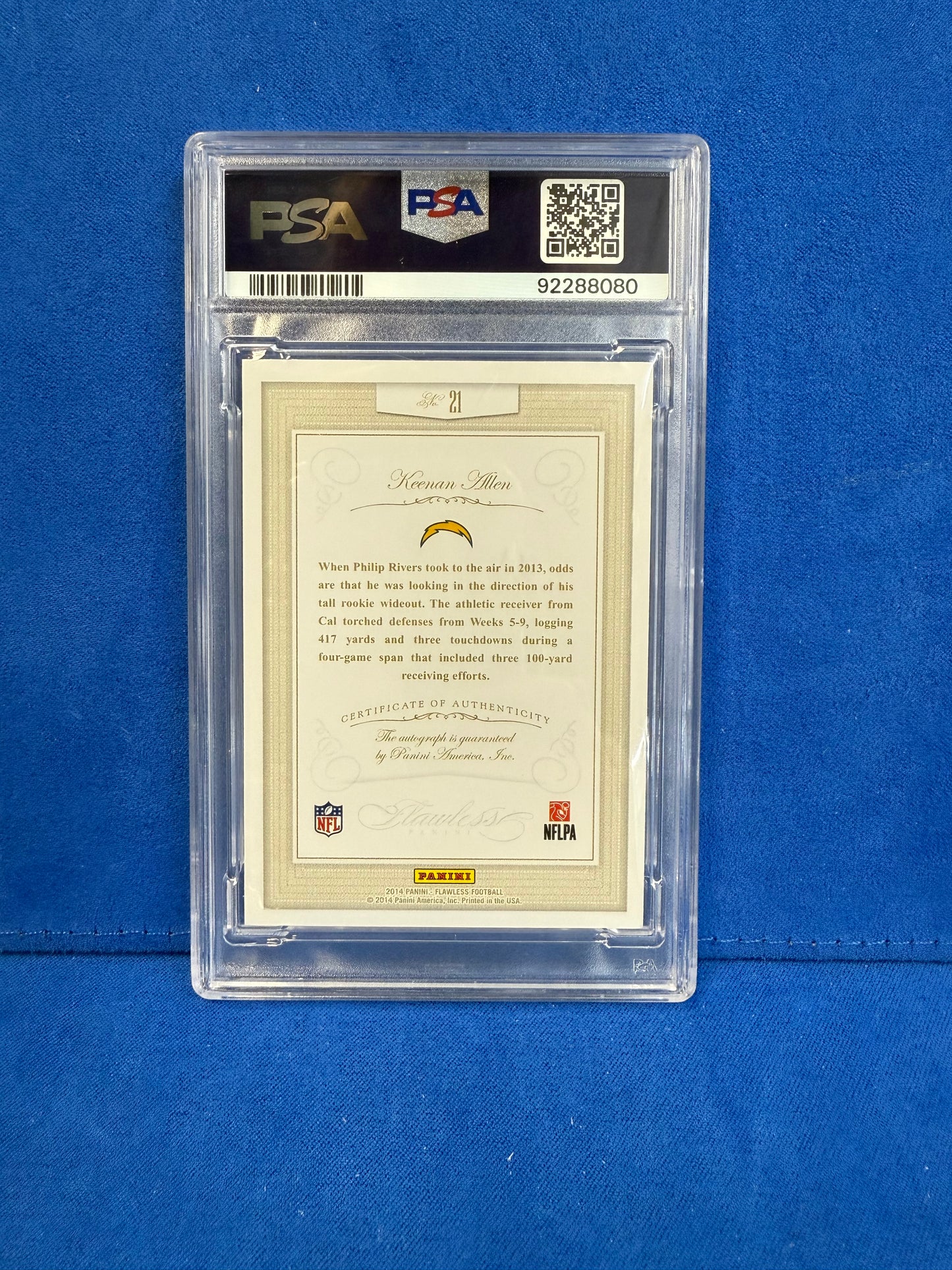 2015 panini flawless rookie auto-Emerald #21 keenan Allen PSA10