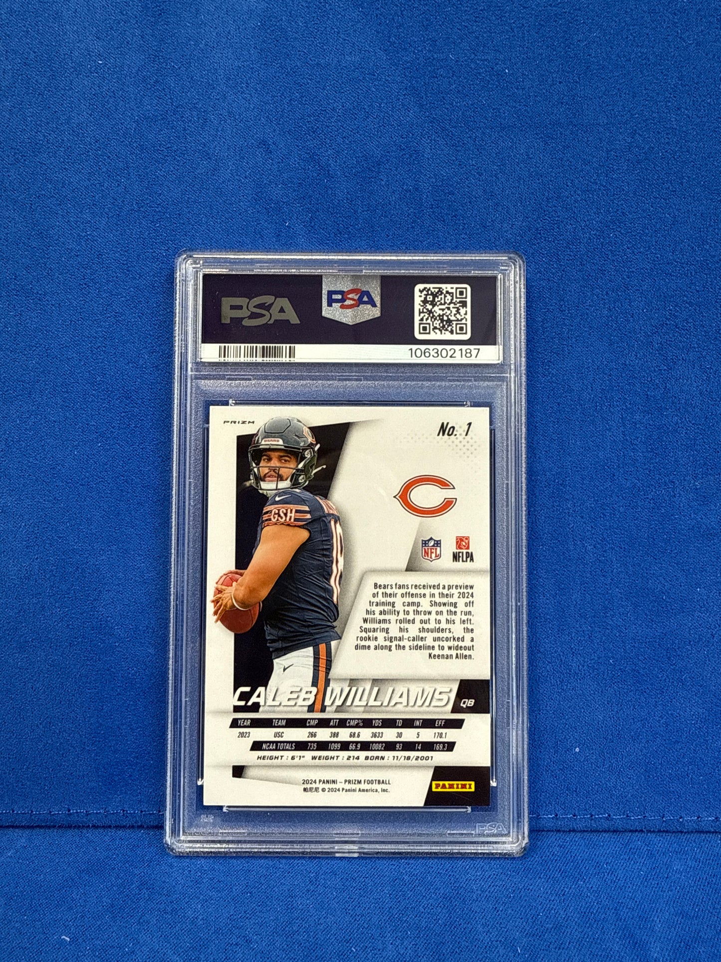 2024 PRIZM #1 CALEB WILLIAMS FLASHBACK ROOKIES PSA9