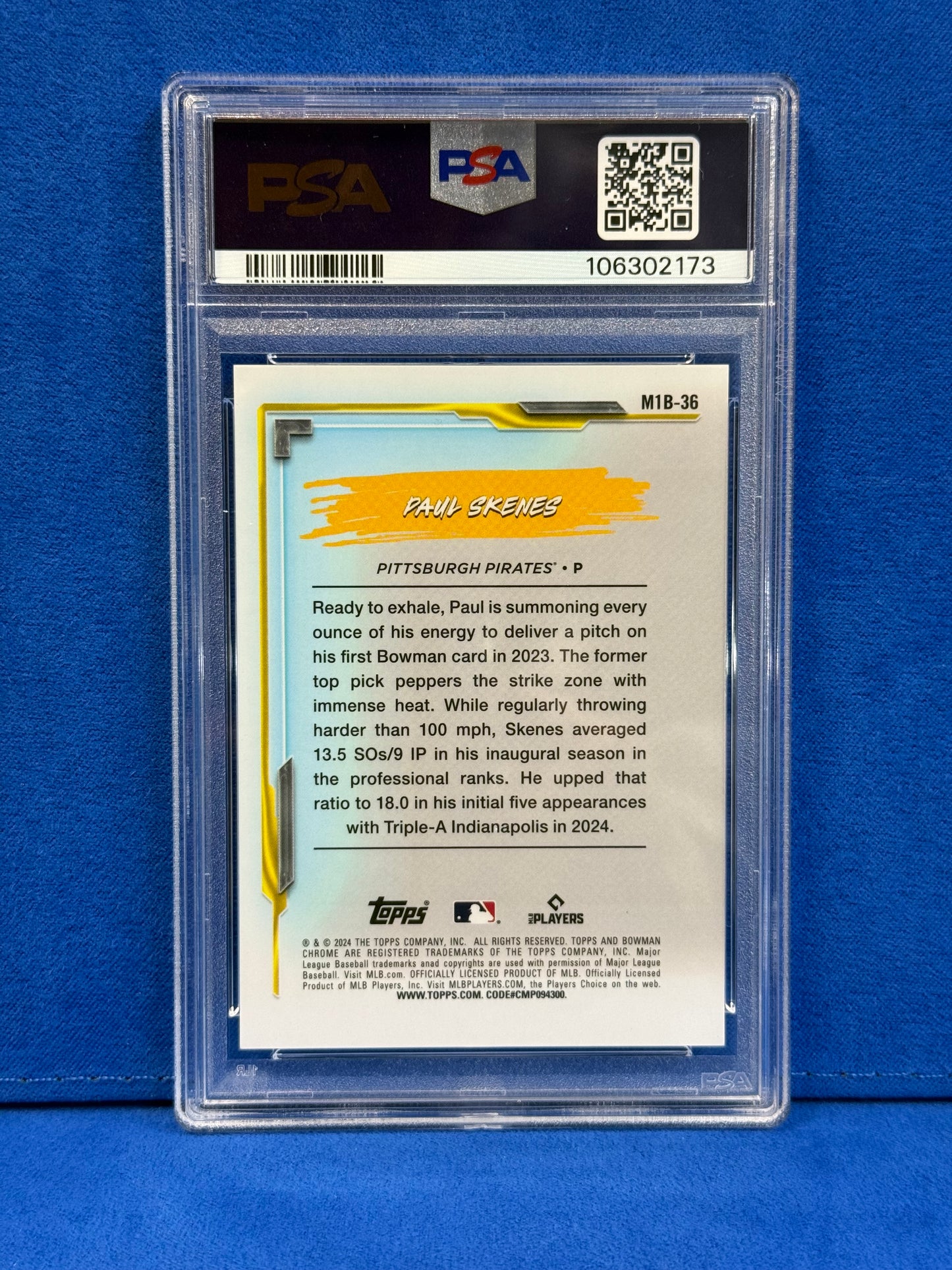 2024 BOWMAN CHROME M/B MY 1ST BOWMAN RED-REF #36 PAULS SKENES PSA 10