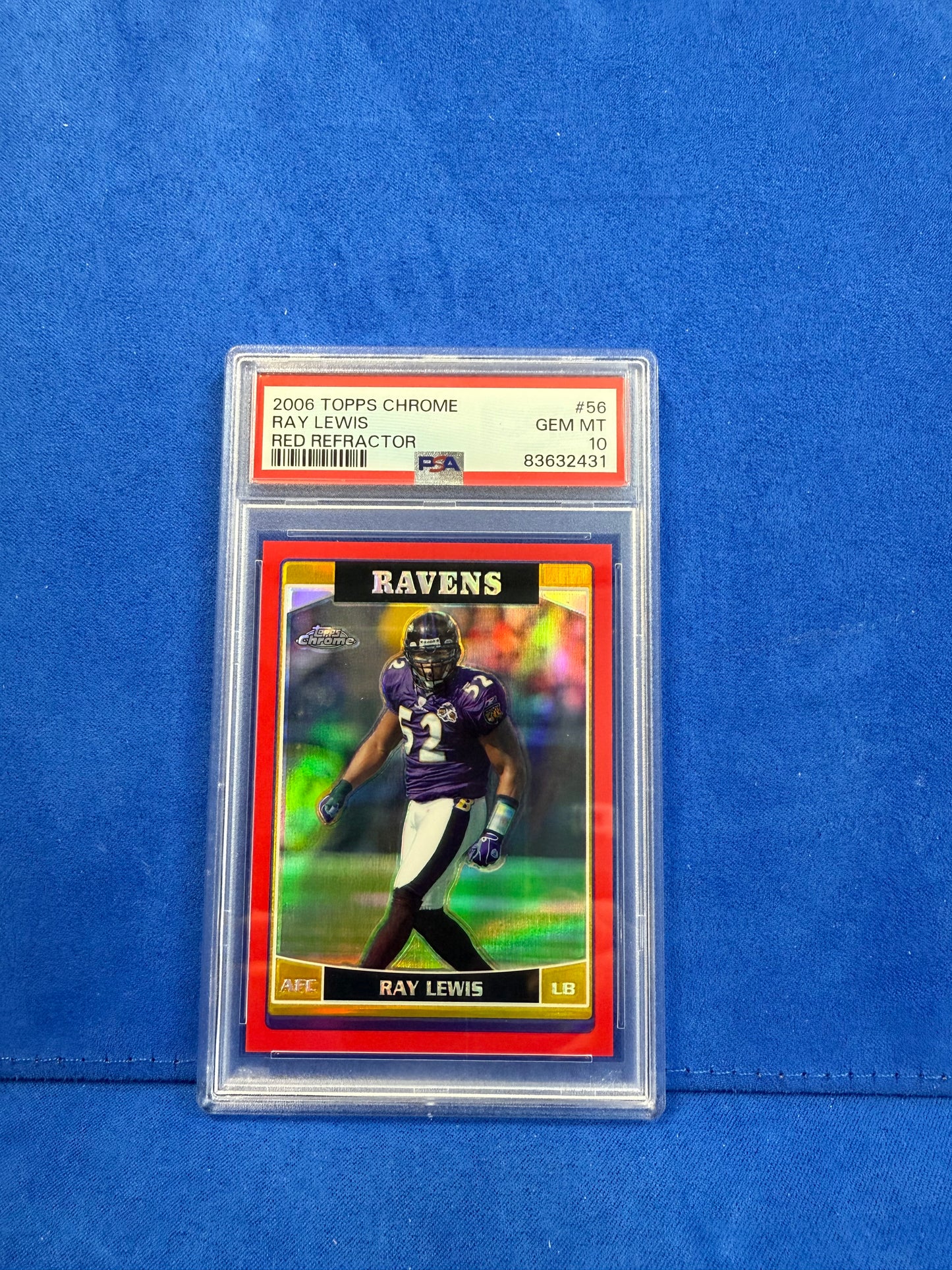 2006 TOPPS CHROME RED REFRACTOR #56 RAY LEWIS PSA10