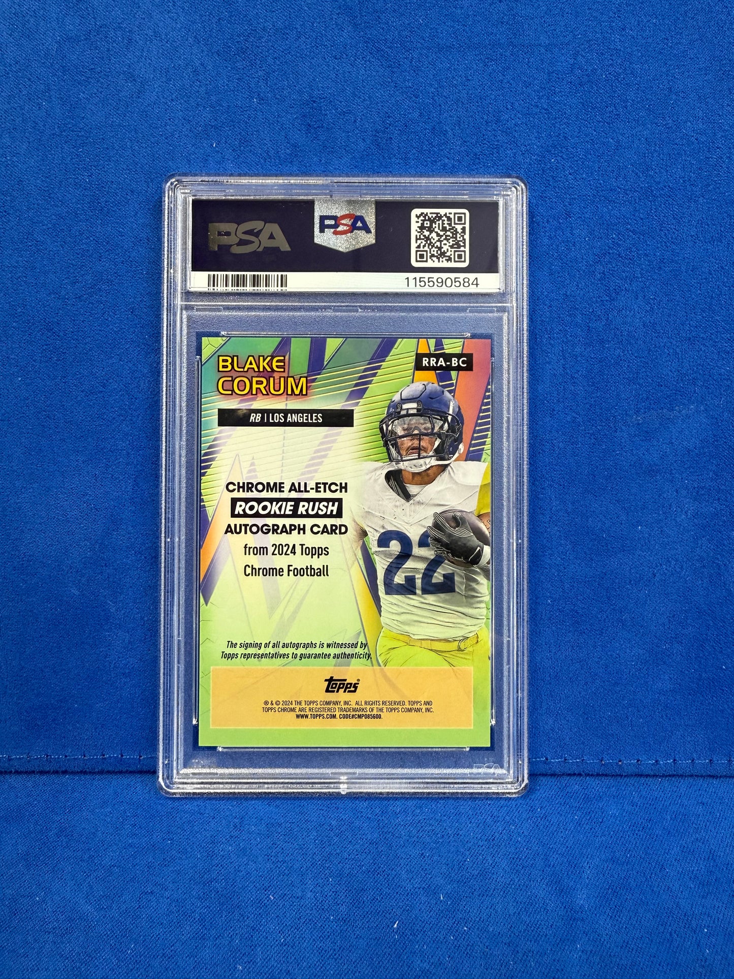 2024 TOPPS CHROME A/E RK RUSH AU YLW REF PSA/DNA CERTIFIED #RRABC BLAKE CORUM PSA9/AUTO10