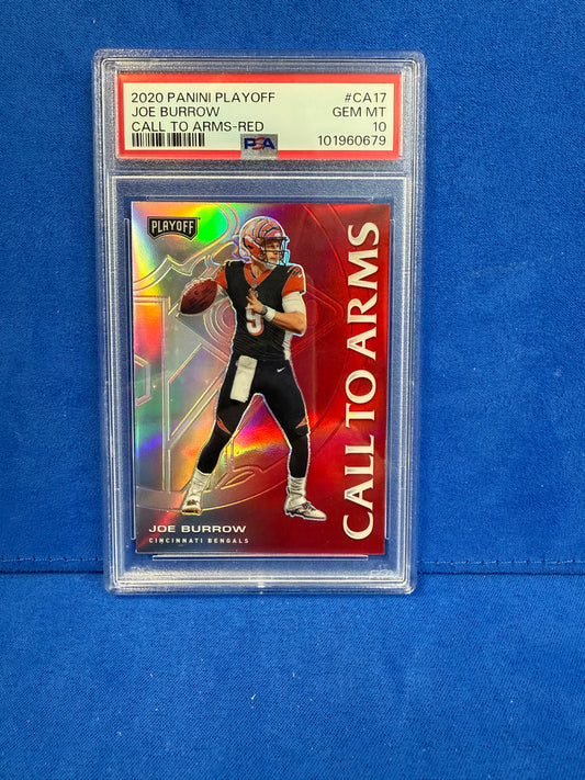 2020 panini playoff call to arms-red #ca17 Joe Burrow PSA10