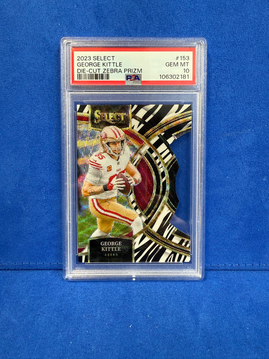 2023 SELECT DIE-CUT ZEBRA PRIZM #153 GEORGE KITTLE PSA10